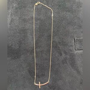 14k Solid Rose Gold Cross Necklace